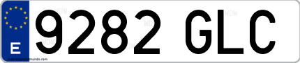 Ejemplo de matrícula de coche ordinaria 9282 GLC
