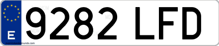 Ejemplo de matrícula de coche ordinaria 9282 LFD