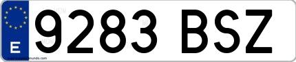 Ejemplo de matrícula española 9283 BSZ