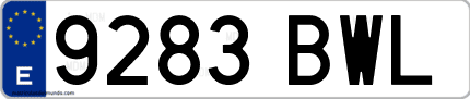 Ejemplo de matrícula de coche ordinaria 9283 BWL