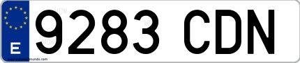 Ejemplo de matrícula española 9283 CDN
