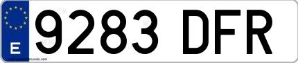 Ejemplo de matrícula española 9283 DFR