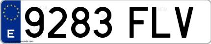 Ejemplo de matrícula española 9283 FLV
