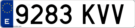 Ejemplo de matrícula de coche ordinaria 9283 KVV