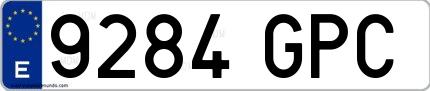 Ejemplo de matrícula española 9284 GPC