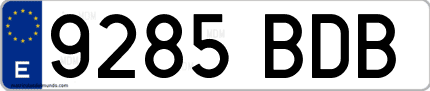 Ejemplo de matrícula de coche ordinaria 9285 BDB