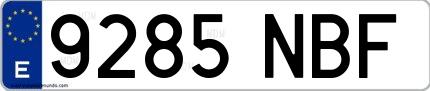 Ejemplo de matrícula española 9285 NBF