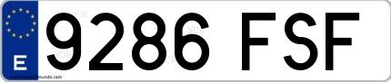 Ejemplo de matrícula española 9286 FSF
