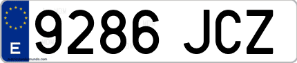 Ejemplo de matrícula de coche ordinaria 9286 JCZ