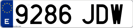 Ejemplo de matrícula de coche ordinaria 9286 JDW