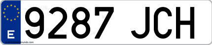 Ejemplo de matrícula de coche ordinaria 9287 JCH