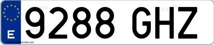 Ejemplo de matrícula española 9288 GHZ