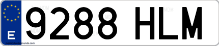 Ejemplo de matrícula de coche ordinaria 9288 HLM