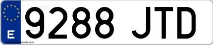Ejemplo de matrícula española 9288 JTD