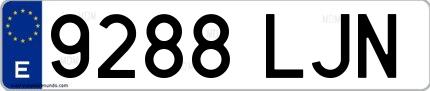 Ejemplo de matrícula española 9288 LJN