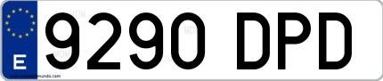 Ejemplo de matrícula española 9290 DPD