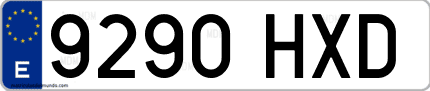 Ejemplo de matrícula de coche ordinaria 9290 HXD