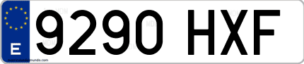 Ejemplo de matrícula de coche ordinaria 9290 HXF