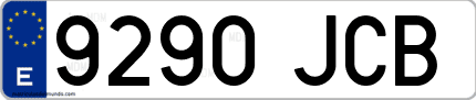 Ejemplo de matrícula de coche ordinaria 9290 JCB