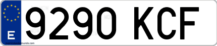 Ejemplo de matrícula de coche ordinaria 9290 KCF