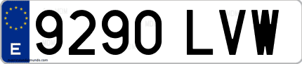 Ejemplo de matrícula de coche ordinaria 9290 LVW