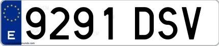 Ejemplo de matrícula española 9291 DSV