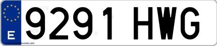 Ejemplo de matrícula española 9291 HWG