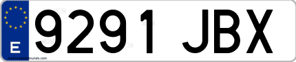 Ejemplo de matrícula de coche ordinaria 9291 JBX