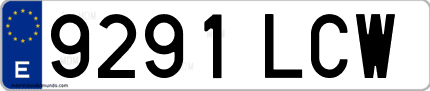 Ejemplo de matrícula de coche ordinaria 9291 LCW