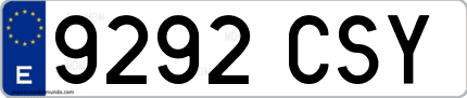 Ejemplo de matrícula de coche ordinaria 9292 CSY