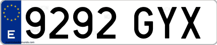 Ejemplo de matrícula de coche ordinaria 9292 GYX
