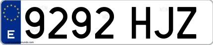 Ejemplo de matrícula española 9292 HJZ