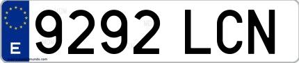 Ejemplo de matrícula española 9292 LCN