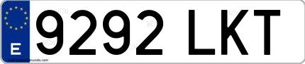 Ejemplo de matrícula española 9292 LKT