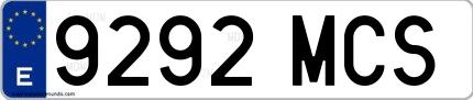 Ejemplo de matrícula española 9292 MCS