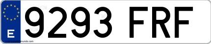Ejemplo de matrícula española 9293 FRF