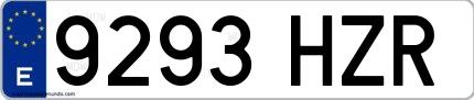 Ejemplo de matrícula española 9293 HZR