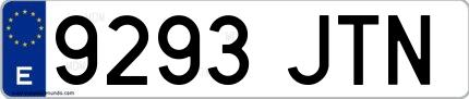 Ejemplo de matrícula española 9293 JTN