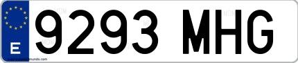 Ejemplo de matrícula española 9293 MHG