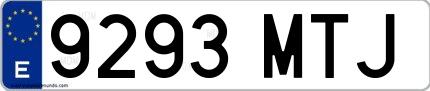 Ejemplo de matrícula española 9293 MTJ