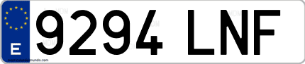 Ejemplo de matrícula de coche ordinaria 9294 LNF