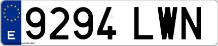 Ejemplo de matrícula española 9294 LWN