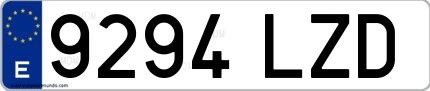 Ejemplo de matrícula española 9294 LZD