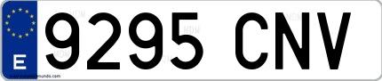 Ejemplo de matrícula española 9295 CNV