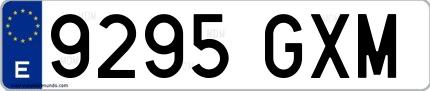 Ejemplo de matrícula española 9295 GXM
