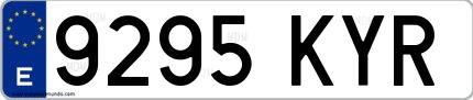 Ejemplo de matrícula española 9295 KYR