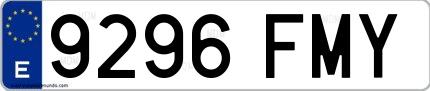 Ejemplo de matrícula española 9296 FMY