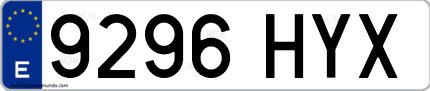 Ejemplo de matrícula de coche ordinaria 9296 HYX
