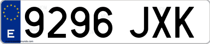 Ejemplo de matrícula de coche ordinaria 9296 JXK