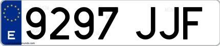 Ejemplo de matrícula de coche ordinaria 9297 JJF